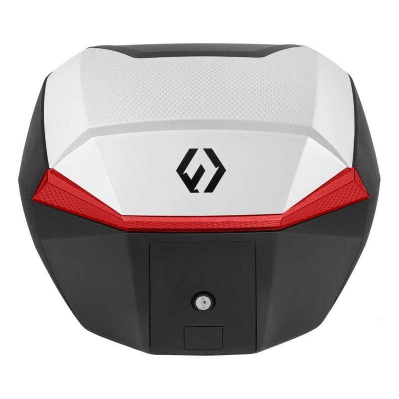 Baul Para Motos Furchtlos 35 Litros Shield Top Case S Luxe Blanco Rojo
