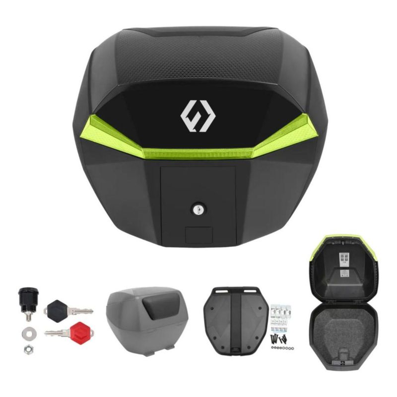 Baul Para Motos Furchtlos 35 Litros Shield Top Case S Luxe Negro Amarillo