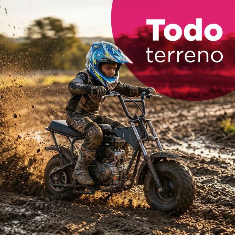Mini Moto Cross 4 Tiempos Offroad Vanlig Freno De Disco Motor 105 Cc Transmisión Automática Todo Terreno Gasolina Neumáticos Baja Presión Negra