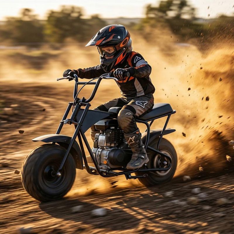 Mini Moto Cross 4 Tiempos Offroad Vanlig Freno De Disco Motor 105 Cc Transmisión Automática Todo Terreno Gasolina Neumáticos Baja Presión Negra