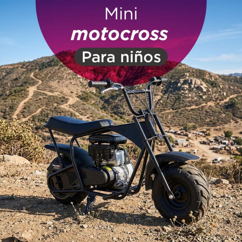 Mini Moto Cross 4 Tiempos Offroad Vanlig Freno De Disco Motor 105 Cc Transmisión Automática Todo Terreno Gasolina Neumáticos Baja Presión Negra