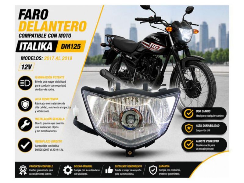 Faro Delantero De Moto Italika Dm125 2017 Al 2019 12v