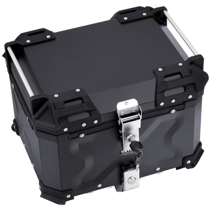 VEVOR Maletero Porta Equipaje - Caja para Motocicleta de 45L, Caja Trasera de Aluminio - Soporte universal - Con cerradura y almohadilla trasera