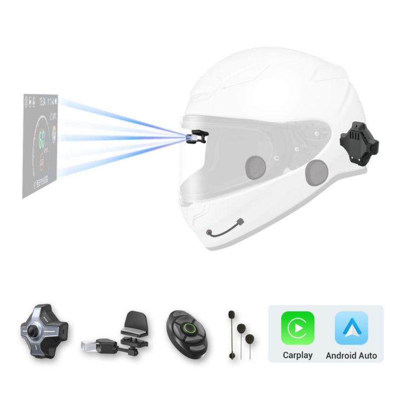 HUD para casco de motocicleta MOTOEYE E6+ con Bluetooth GPS y cámara