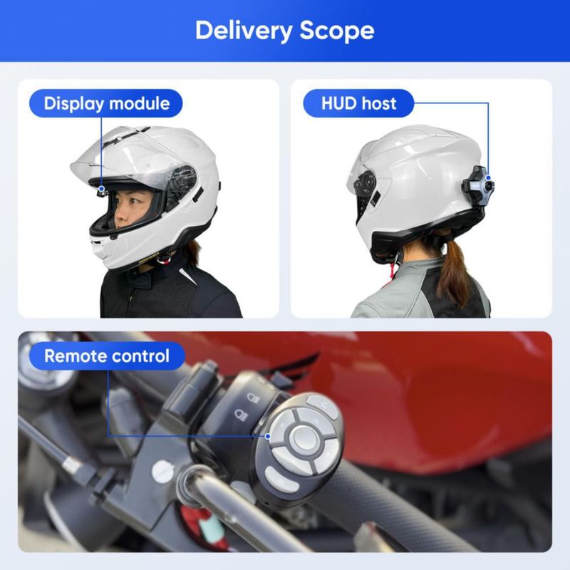 HUD para casco de motocicleta MOTOEYE E6+ con Bluetooth GPS y cámara