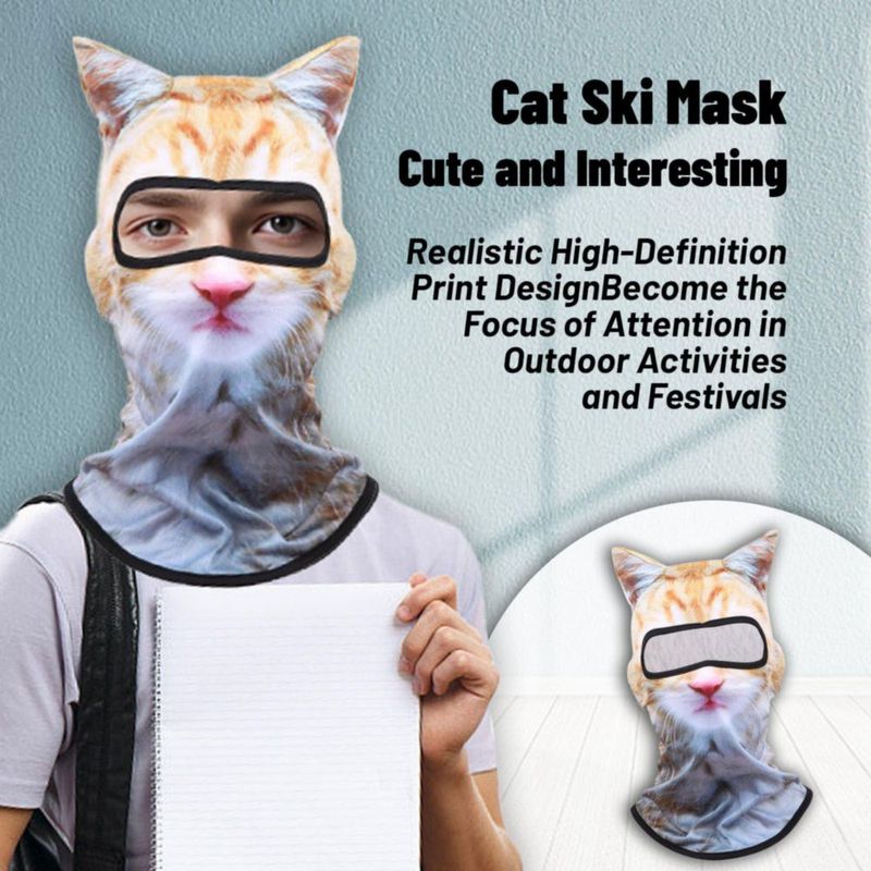 Pasamontañas de gato 3D Daxotu 2 unidades cortaviento