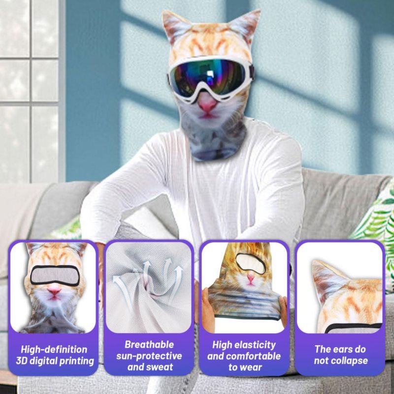 Pasamontañas de gato 3D Daxotu 2 unidades cortaviento