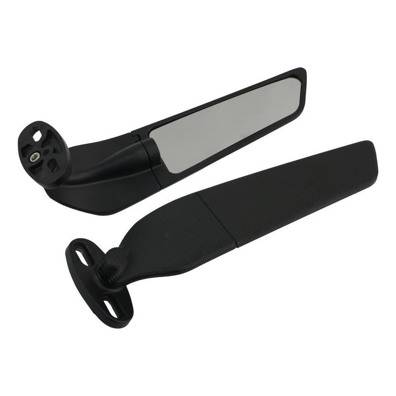 Espejo tipo aleron largo 265mm base 2 tornillos negro set