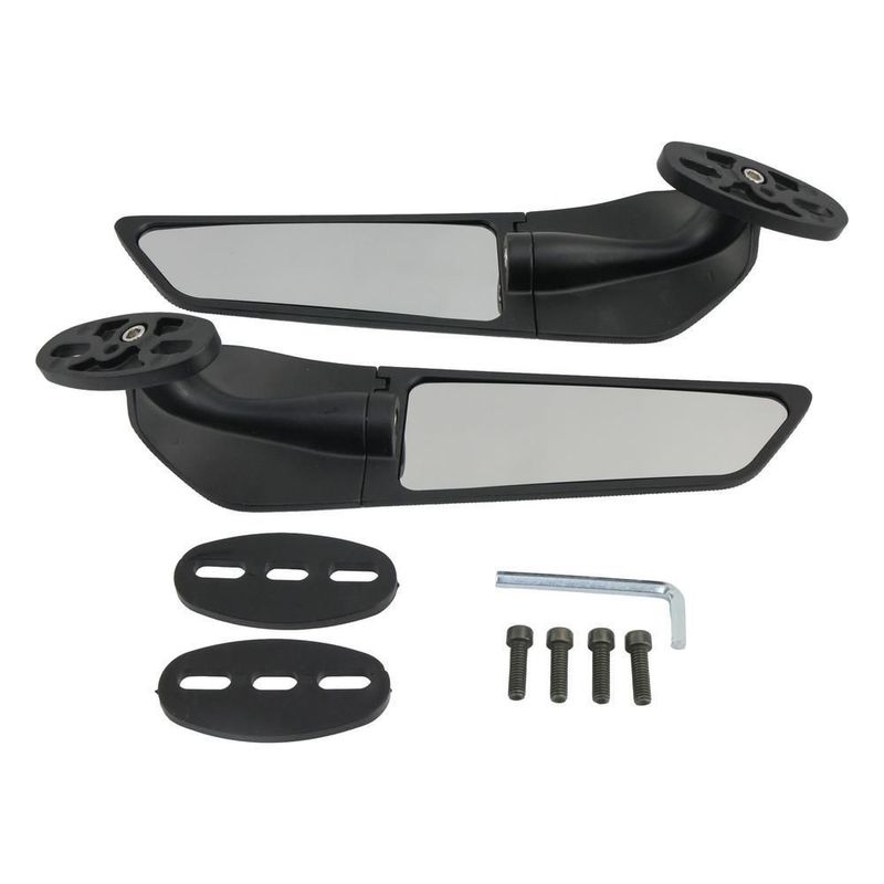 Espejo tipo aleron largo 265mm base 2 tornillos negro set