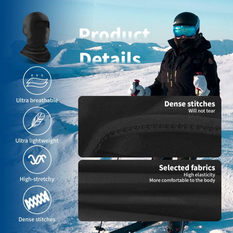 Balaclava YESLIFE paquete de 2 negra máscara de esquí con protección UV