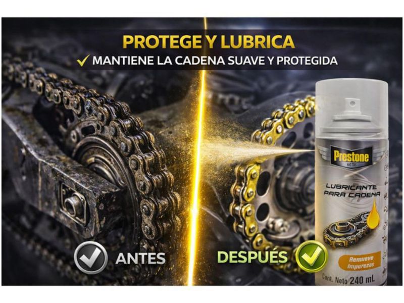 Lubricante Para Cadena De Moto Prestone 240ml Remueve Impurezas