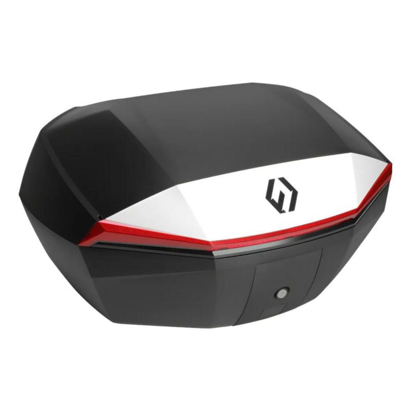 Baúl Top Case Para Motos Furchtlos Shield L 48 Litros Blanco Rojo Rider One