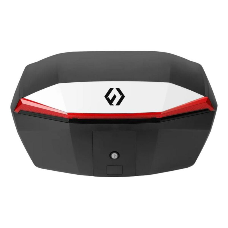 Baúl Top Case Para Motos Furchtlos Shield L 48 Litros Blanco Rojo Rider One