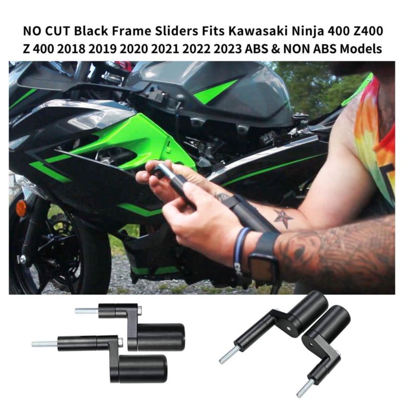Protectores de Marco Vanshly No Cut Negro para Kawasaki Ninja 400
