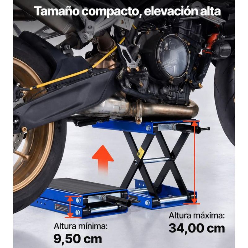 VEVOR Elevador de Motocicleta 1000 LBS Gato de Tijera Ajustable con Plataforma Ancha y Seguro - Azul