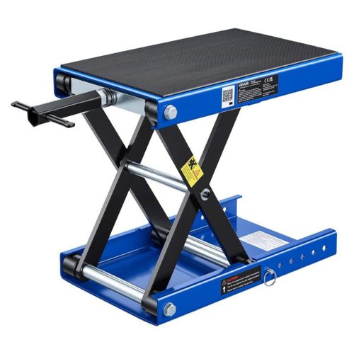 VEVOR Elevador de Motocicleta 1000 LBS Gato de Tijera Ajustable con Plataforma Ancha y Seguro - Azul