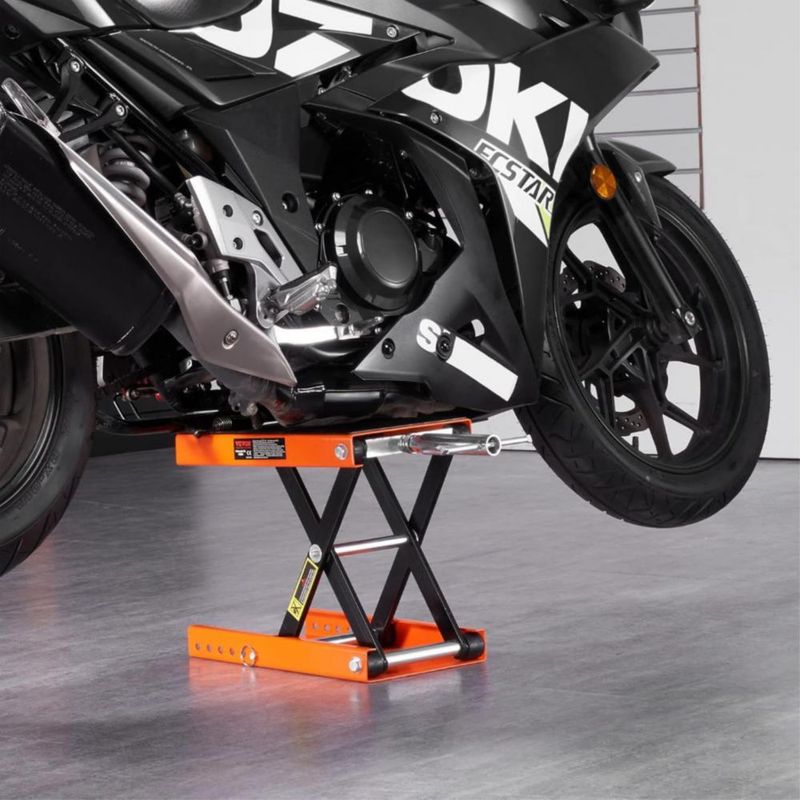 VEVOR Elevador de Motocicleta 1000 LBS Gato de Tijera Ajustable con Plataforma Ancha y Seguro