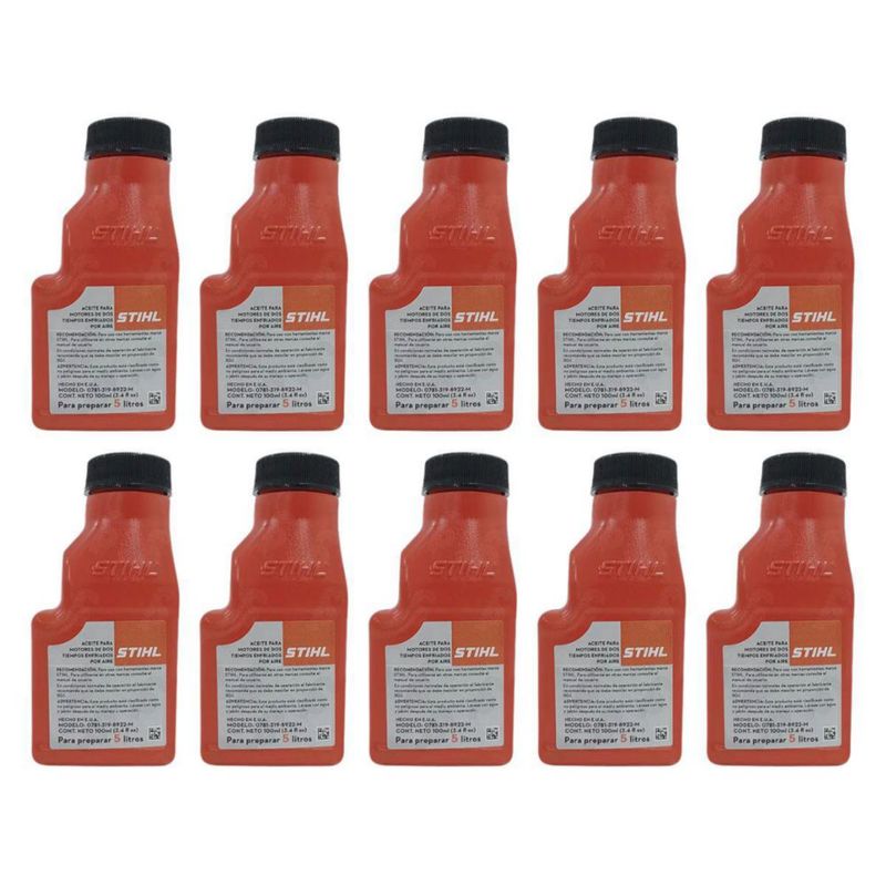 10 Botes de Aceite para Motor 2T Motosierra Stihl 0781-319-8922-M 100ml