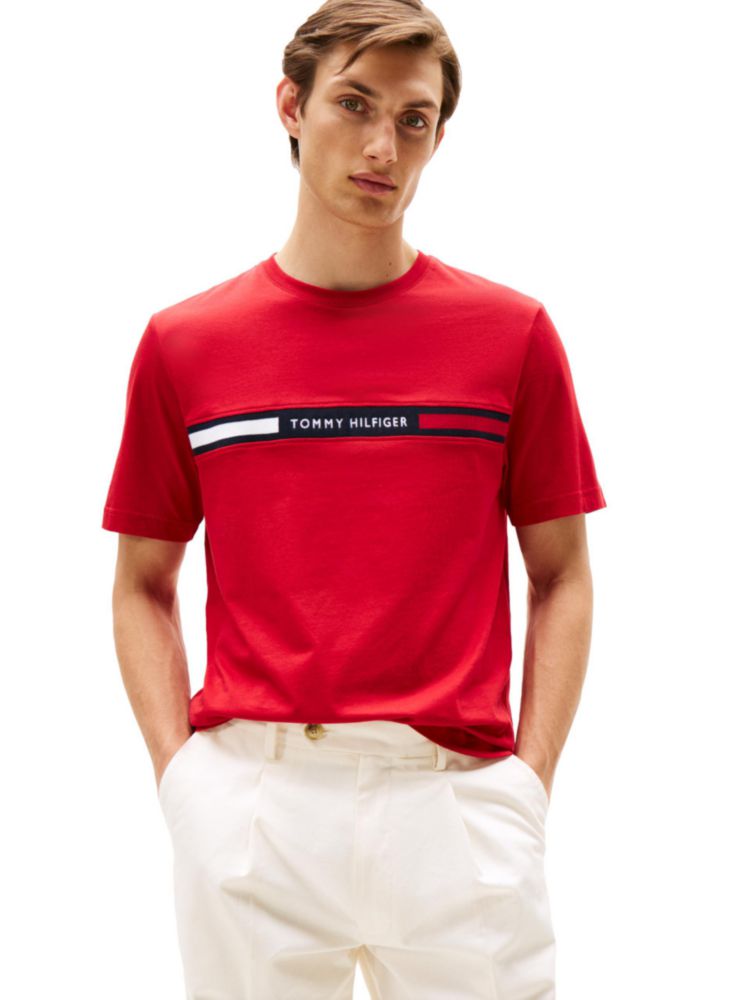 Camiseta Tommy Hilfiger para Hombre con Inserto en el Pecho 100% Algodón