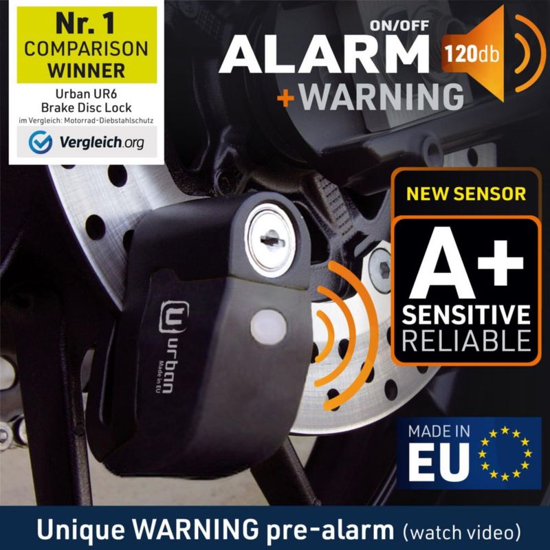 Candado de disco UR6B 120 dB impermeable con alarma – Urban