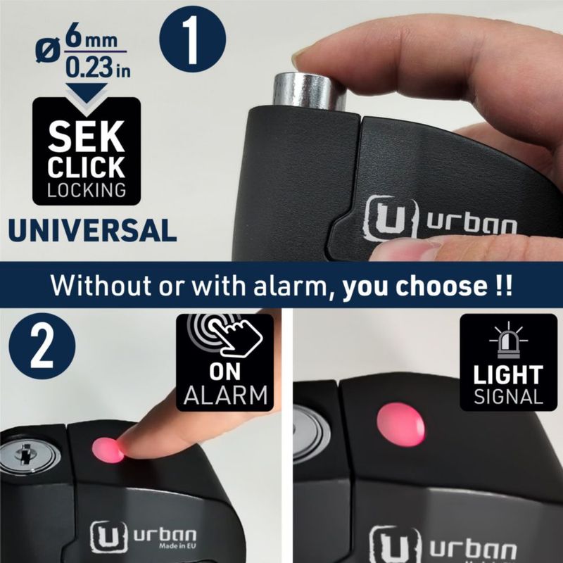 Candado de disco UR6B 120 dB impermeable con alarma – Urban