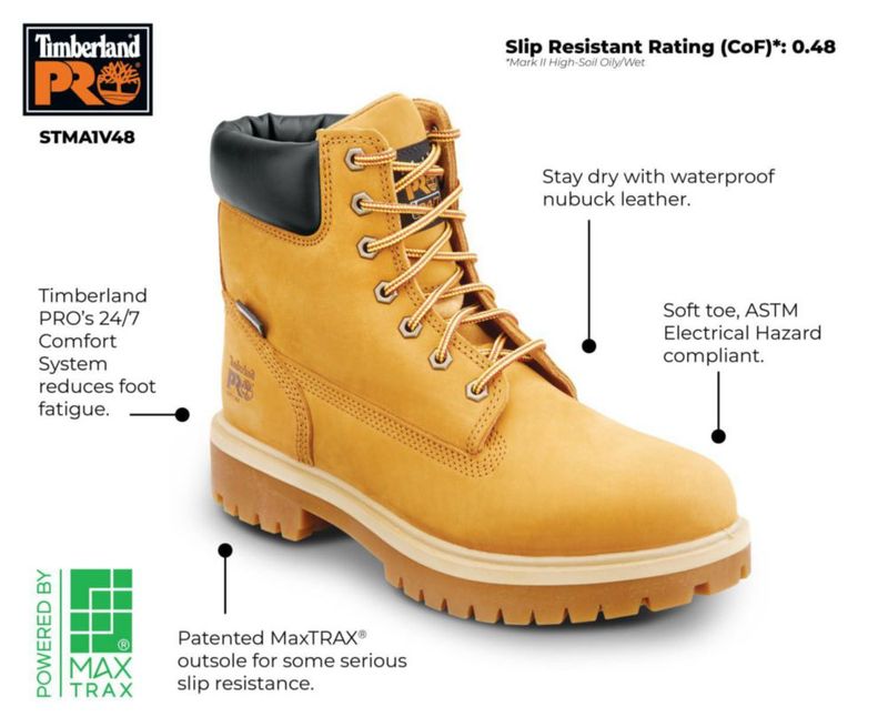 Bota Timberland PRO 12.0 W color trigo impermeable de puntera blanda