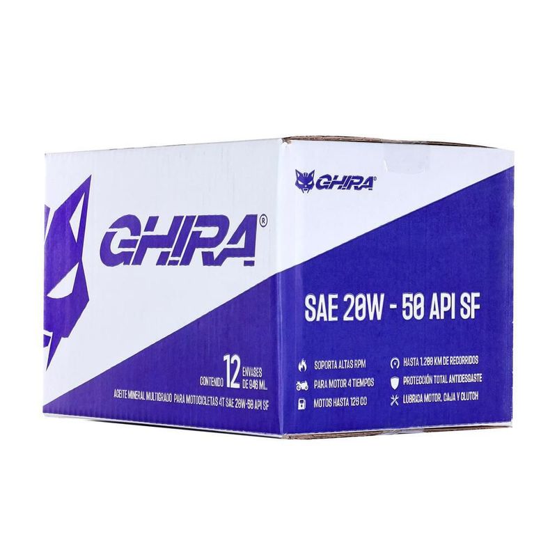 Aceite sf 20w50 mineral 0.946l (c/12) moto 4t ghira (codigo anterior 71-8000-012