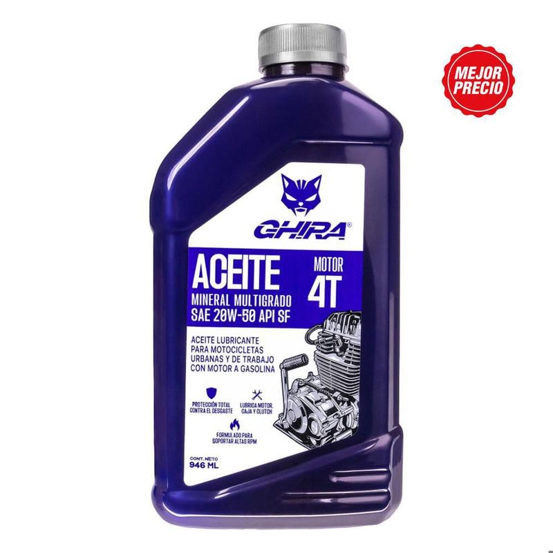 Aceite sf 20w50 mineral 0.946l (c/12) moto 4t ghira (codigo anterior 71-8000-012