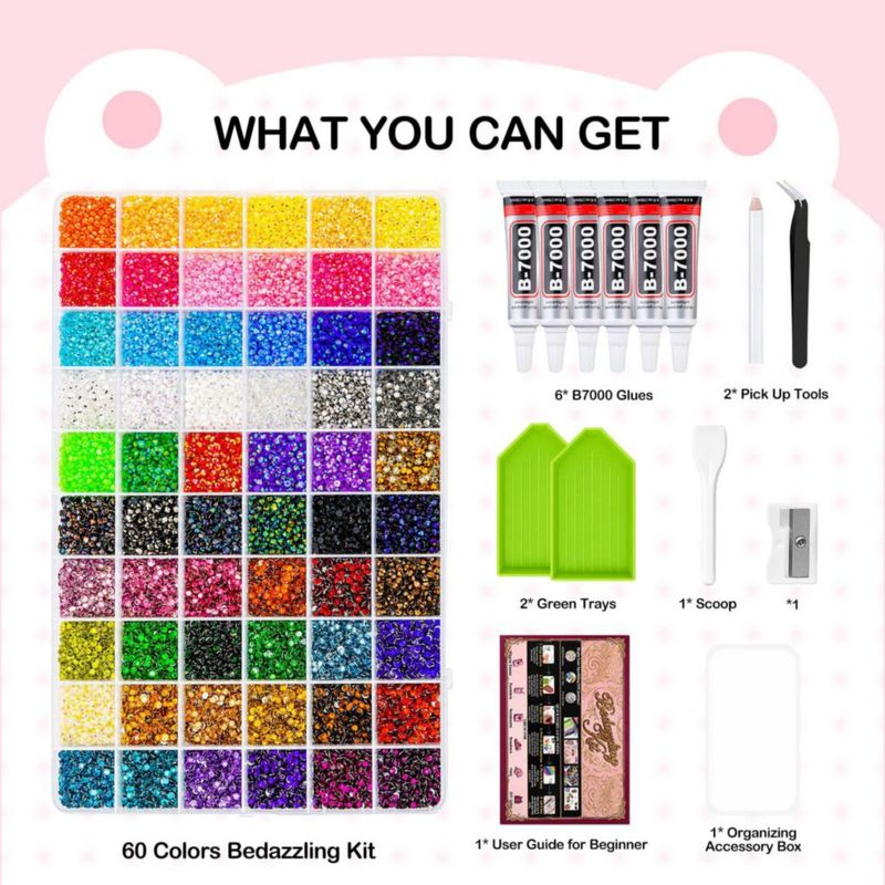 Kit de Strass ALOCIAM 60 colores con pegamento y herramientas