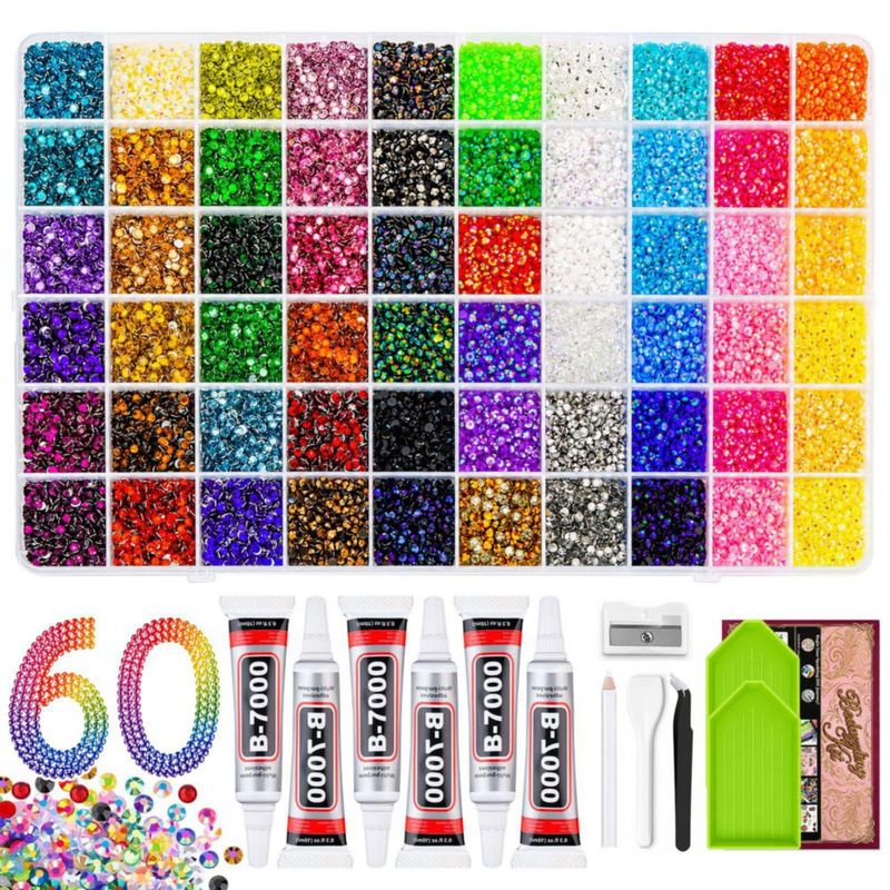 Kit de Strass ALOCIAM 60 colores con pegamento y herramientas