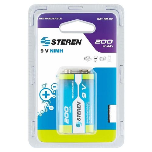 Pila Batería Recargable Nimh 9v 200 Mah Steren