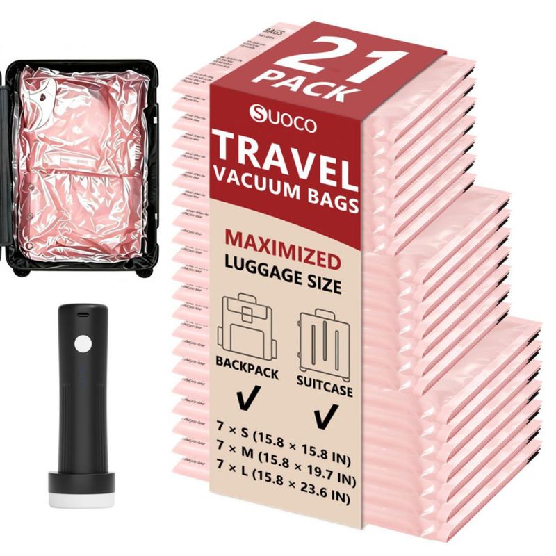 Bolsas de Vacío SUOCO 21 Combo con Bomba Inalámbrica Rosa