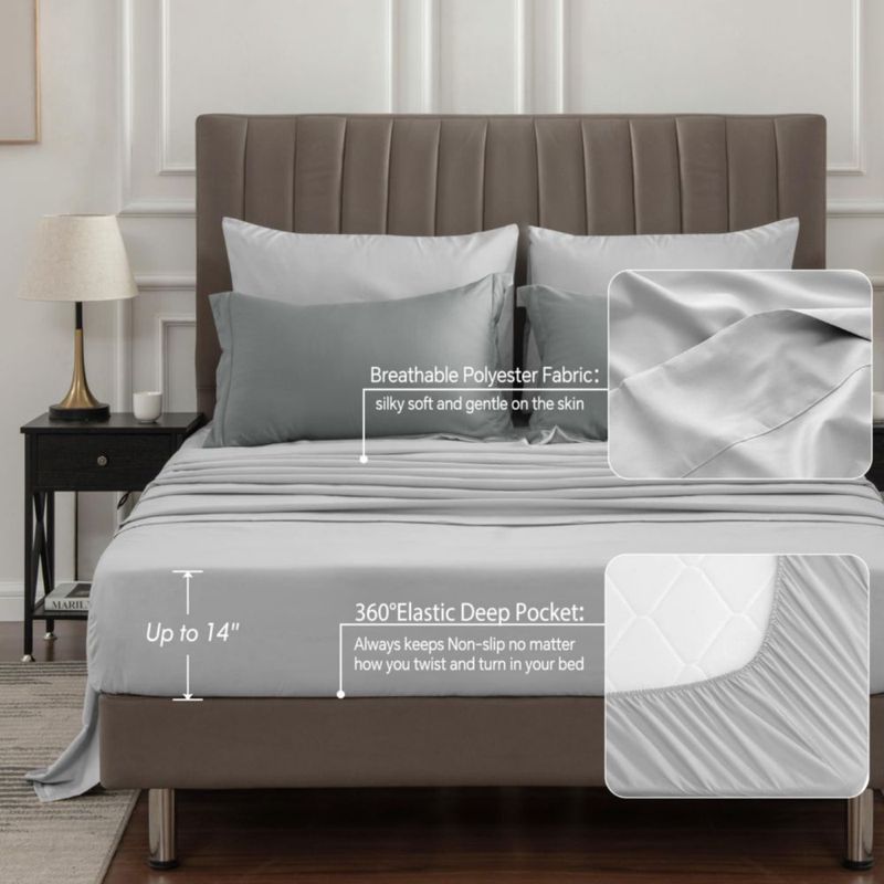 Juego de ropa de cama BEDELITE Twin XL de 5 piezas gris reversible