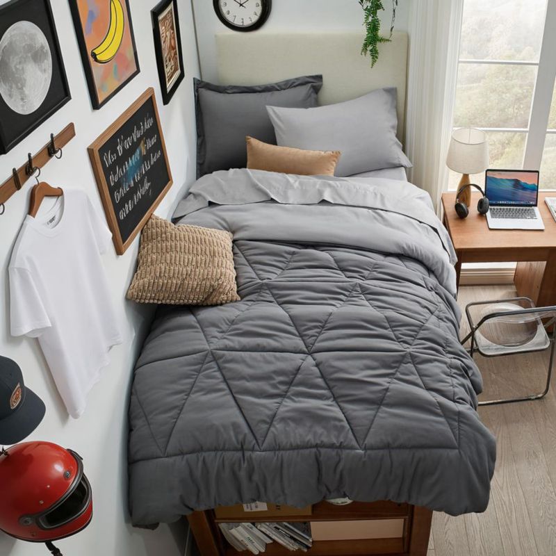 Juego de ropa de cama BEDELITE Twin XL de 5 piezas gris reversible