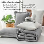 Juego de ropa de cama BEDELITE Twin XL de 5 piezas gris reversible
