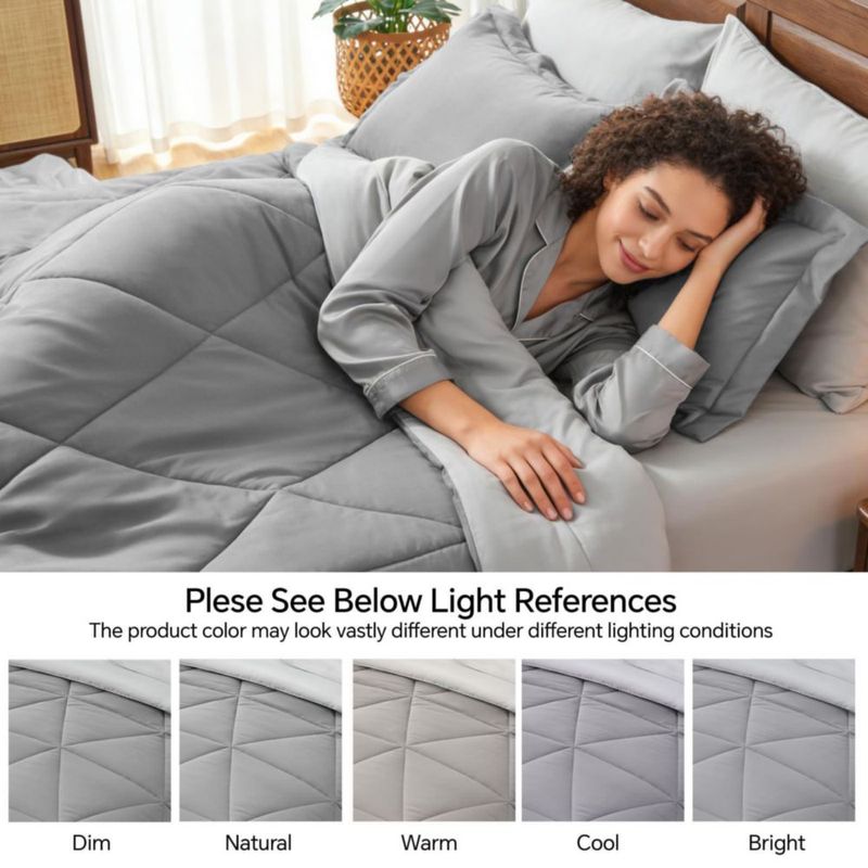 Juego de ropa de cama BEDELITE Twin XL de 5 piezas gris reversible