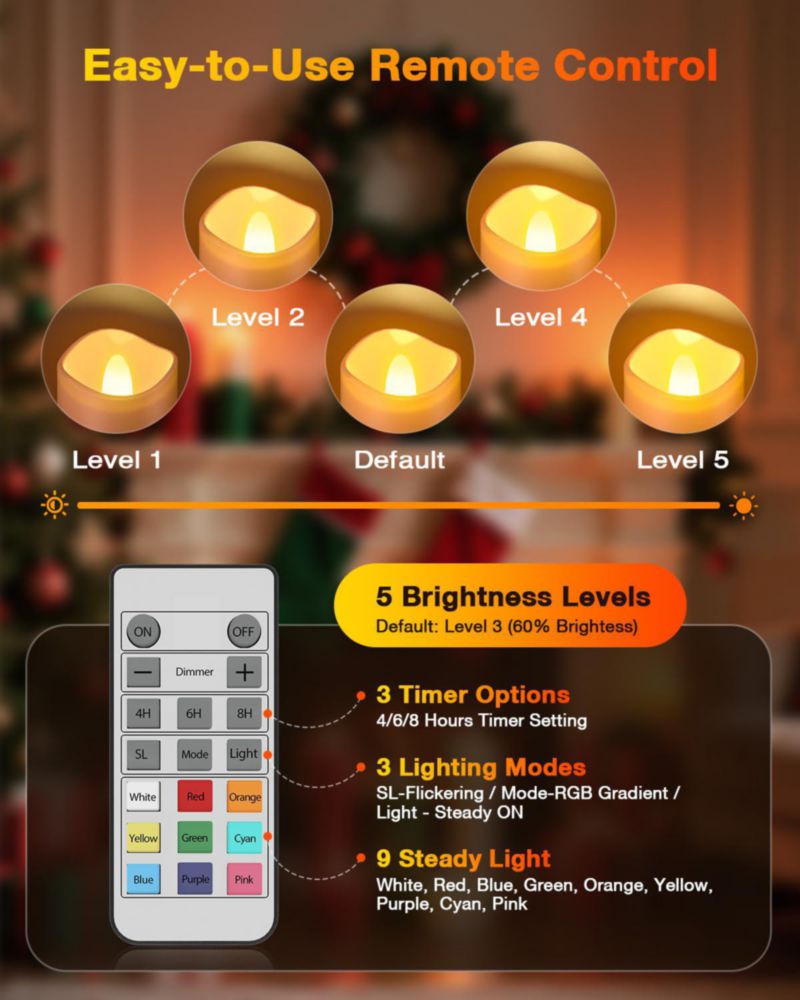 Velas LED Recargables de Cambio de Color con Control Remoto Yme