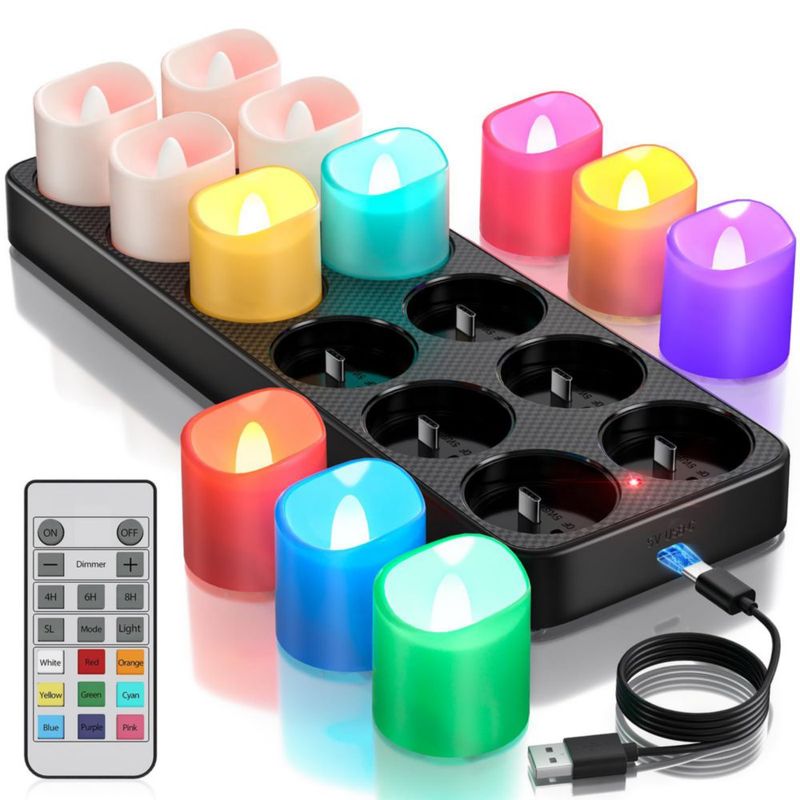 Velas LED Recargables de Cambio de Color con Control Remoto Yme