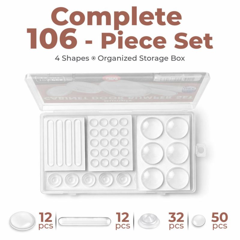 Amortiguadores para Gabinetes Bampix - Pack de 106 Piezas Autoadhesivas de Silicona