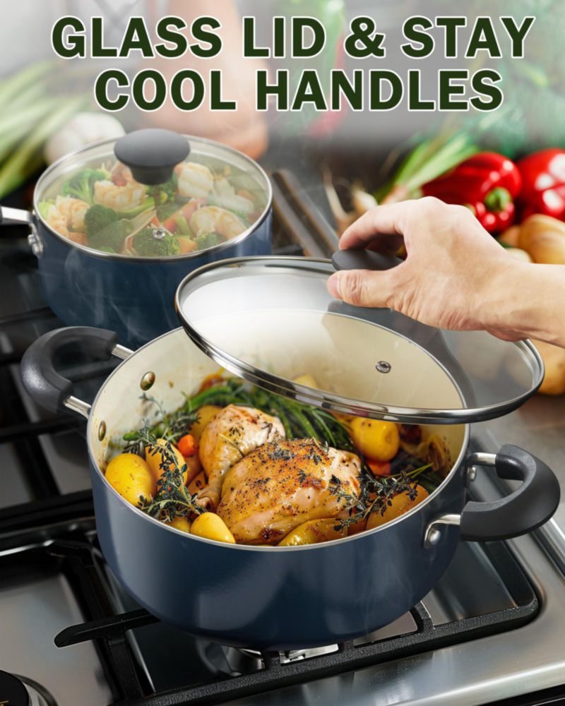 Juego de Utensilios de Cocina Cook N Home 10 Piezas Azul Antiadherente de Cerámica