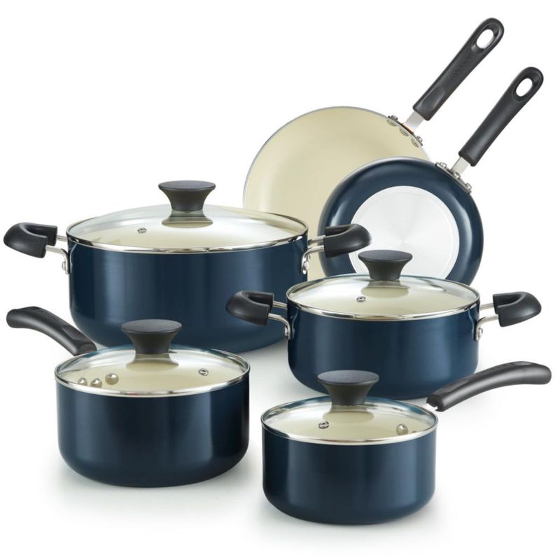 Juego de Utensilios de Cocina Cook N Home 10 Piezas Azul Antiadherente de Cerámica