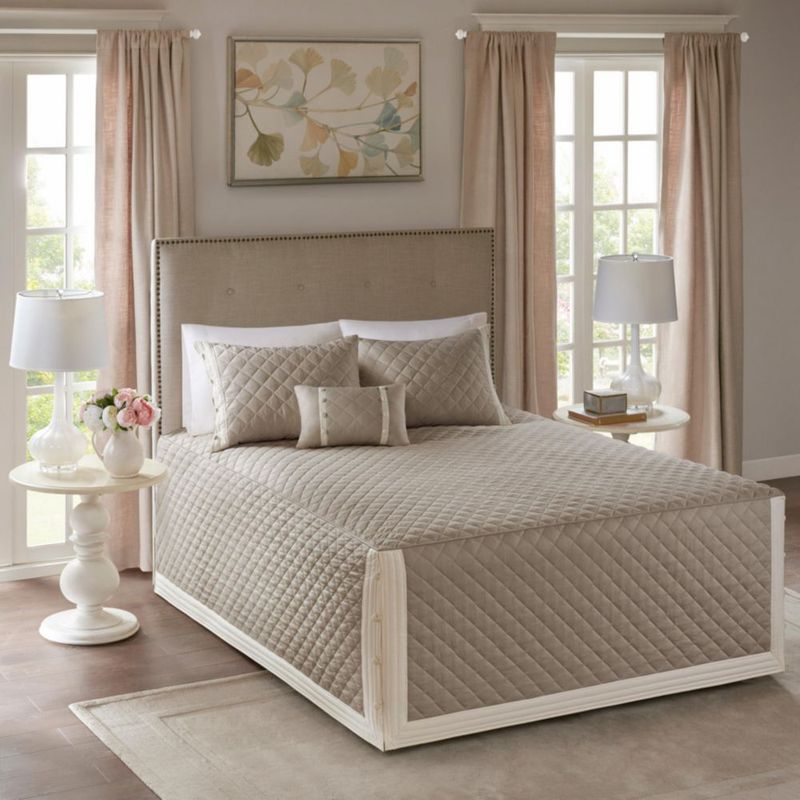 Juego de colcha Madison Park King Khaki 4 piezas 200x205 cm