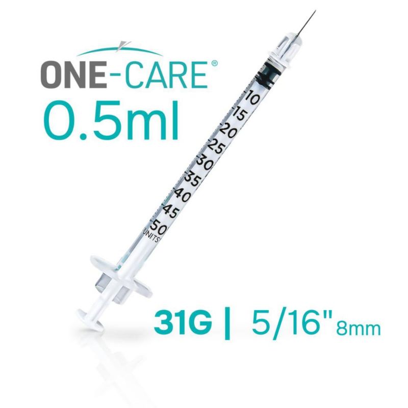 Jeringa ONE-CARE 05 ml 31G 8 mm Naranja 100 uds