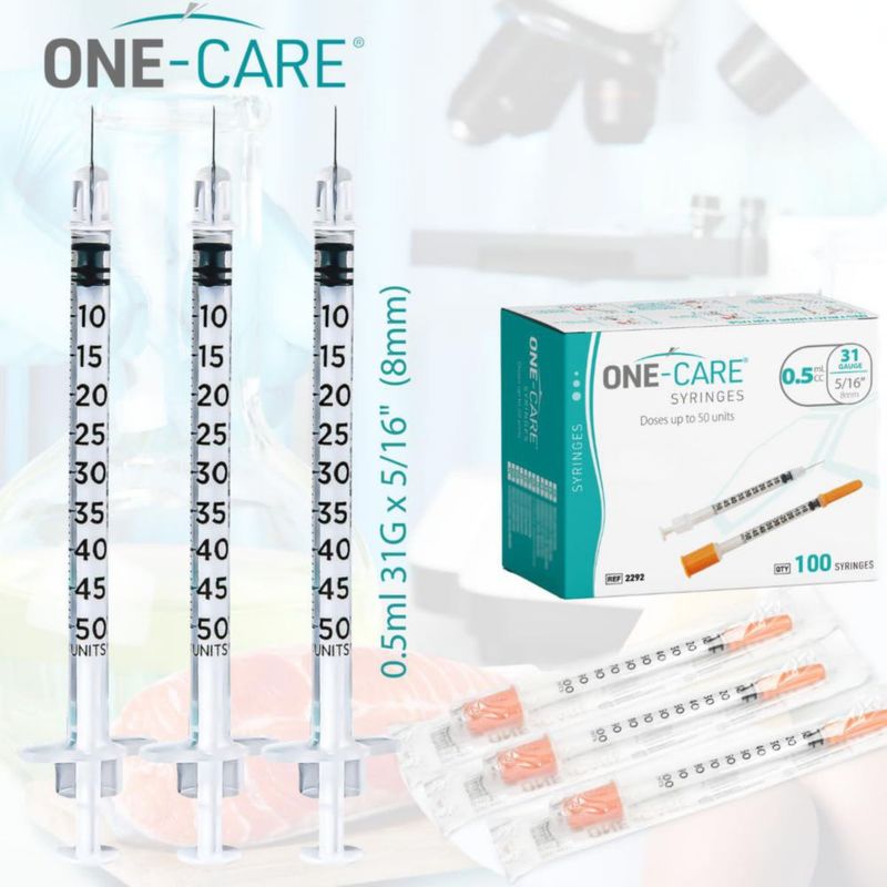 Jeringa ONE-CARE 05 ml 31G 8 mm Naranja 100 uds
