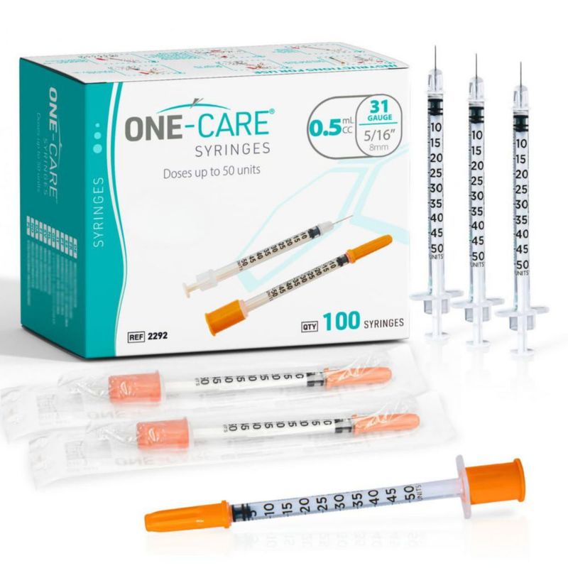 Jeringa ONE-CARE 05 ml 31G 8 mm Naranja 100 uds
