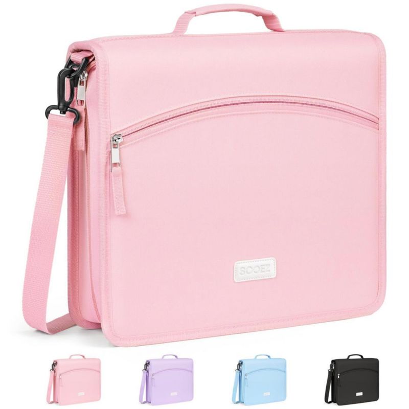 Carpeta de anillas Sooez 2" 3 anillas con correa de hombro rosa
