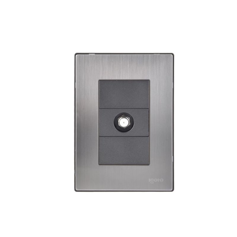 Placa Armada con Toma Coaxial para TV Acero Inoxidable Color Oxford Igoto