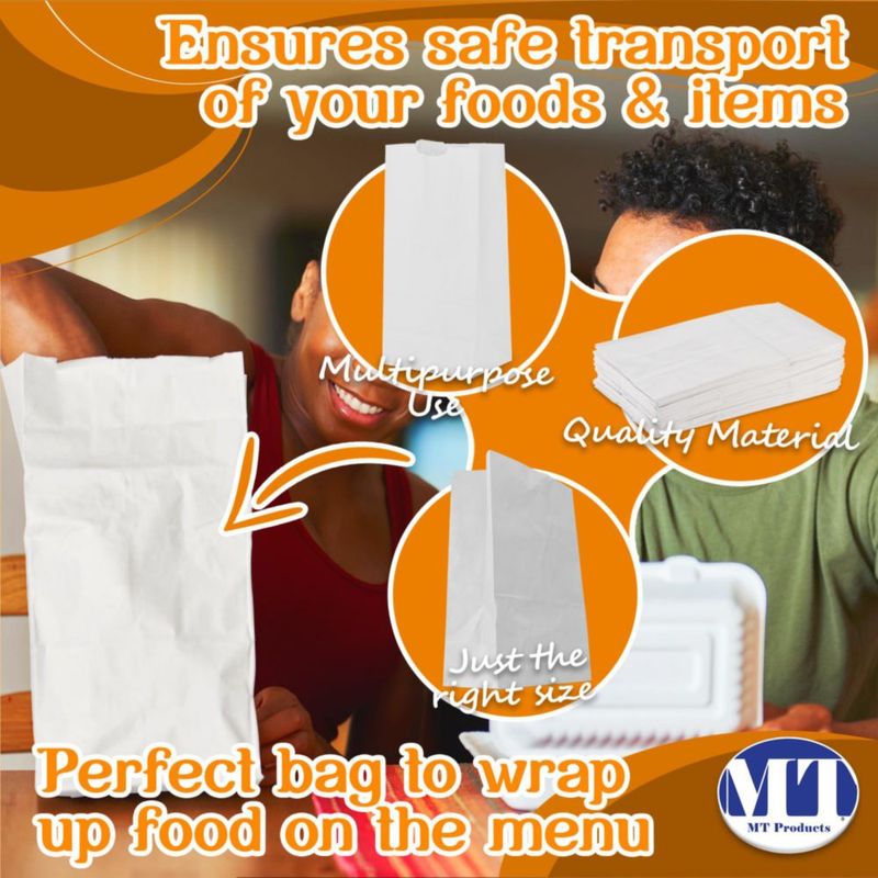 Bolsas de Papel Blancas MT Products 8 lb (36 kg) Pack de 1000