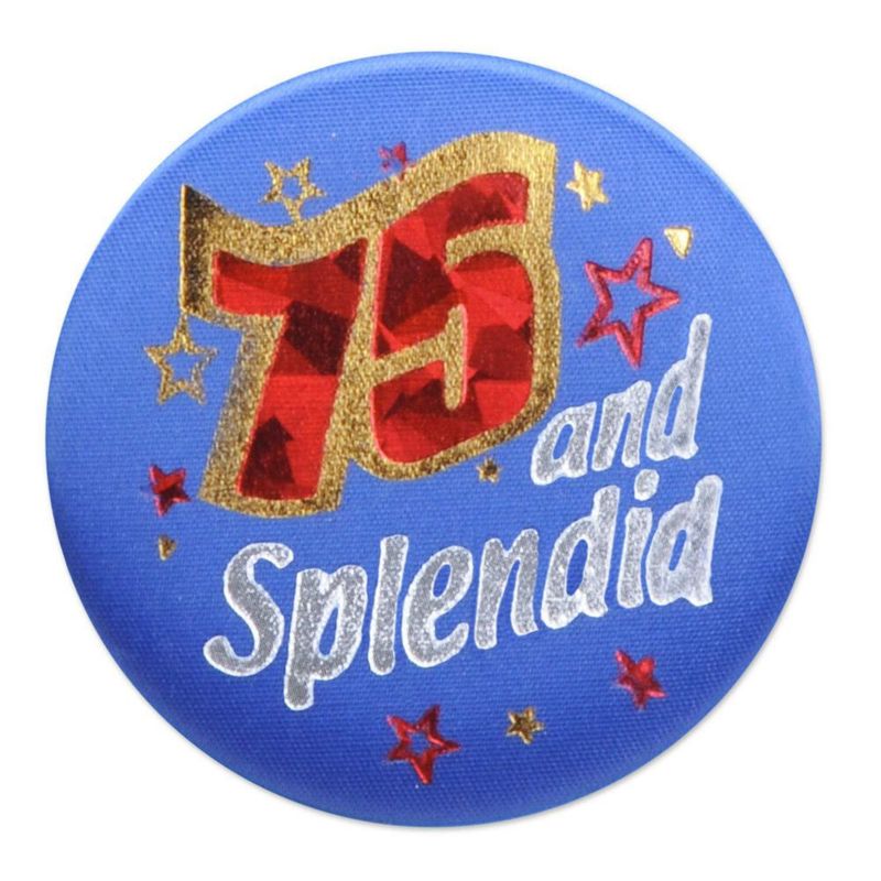 Botón de satén Beistle 75 & Splendid – Cumpleaños