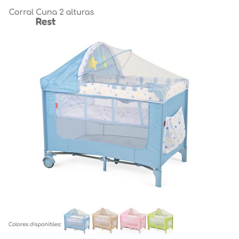 Cuna Corral Plegable 2 Niveles con Cambiador Desmontable, Mosquitero y Bolsa de Transporte D'bebé Rest 0-3 Años